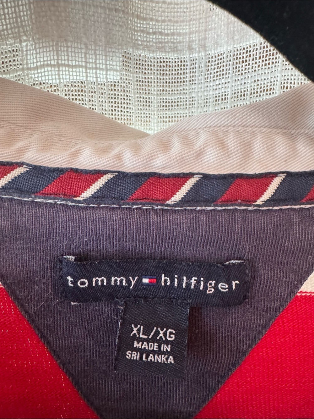 Tommy Hilfiger Red and Cream Striped Rugby Polo - Picture 3 of 4